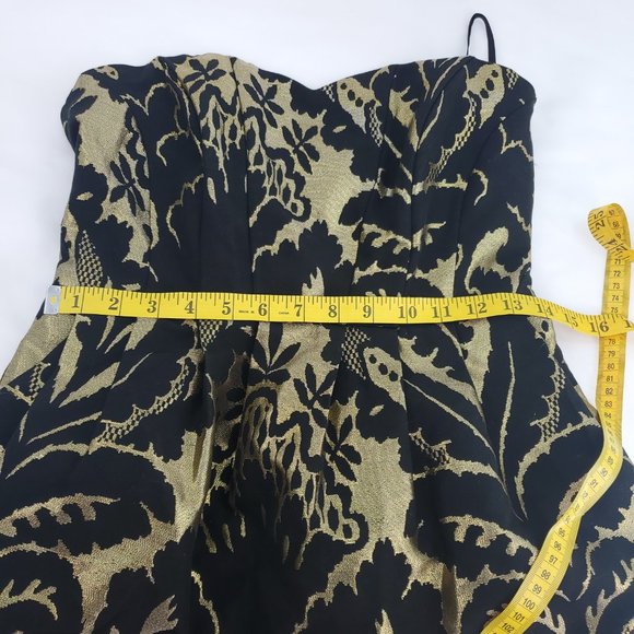 H&M Womens Gold Black Semi Sweetheart Neck Strapless Fully Lined Tube Dress Sz 8 - Picture 10 of 14